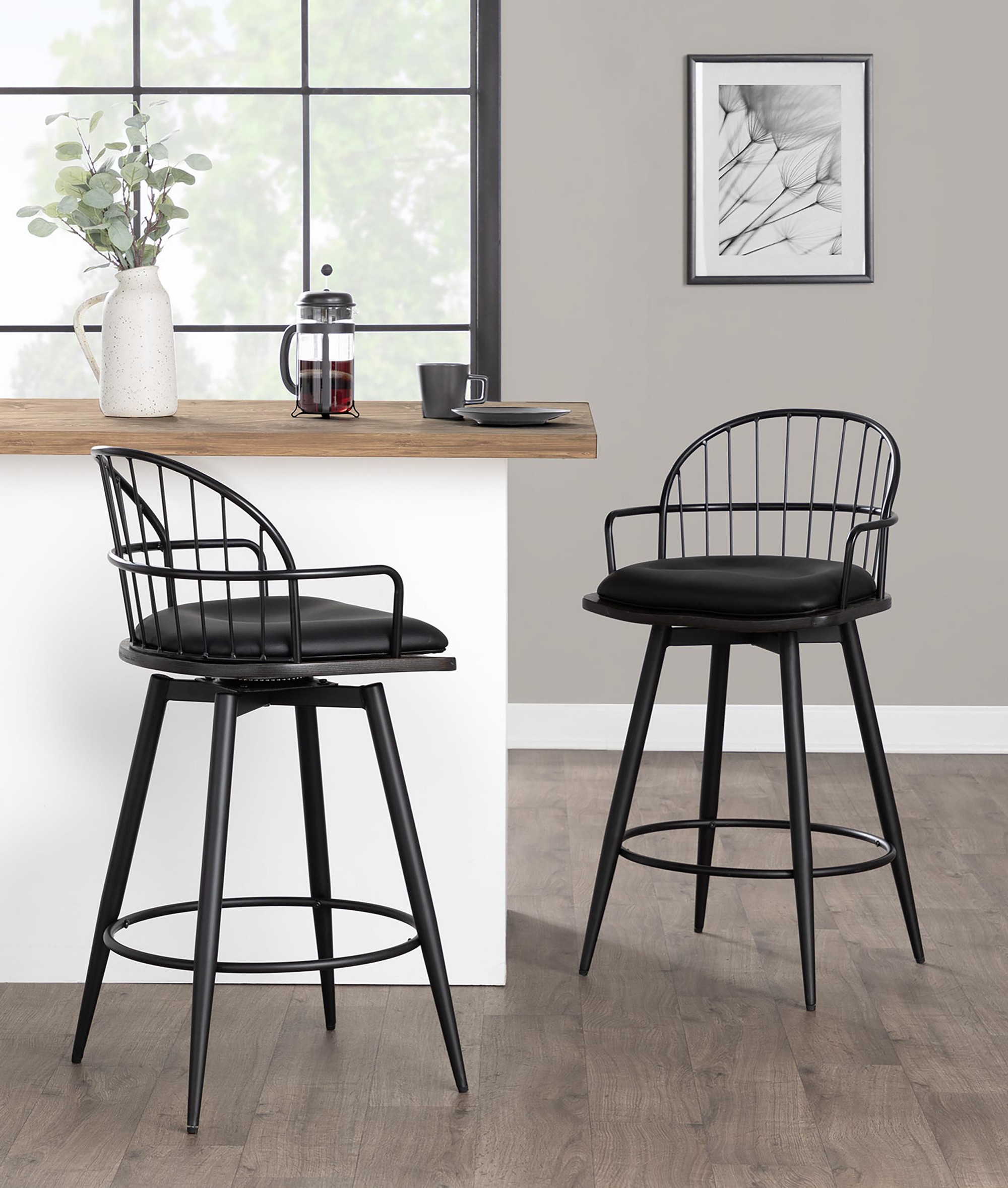 Riley 26" Fixed-height Counter Stool With Arms - Set Of 2